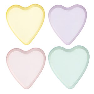 primavera-fiori-colori-carta-plastica-decorati-forma-cuore-piatti-grandi