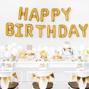 Happy-Birthday-oro-palloncino foil metallico happy birthday oro - decorazione compleanno - dimensioni 340x35 cm - festa - idee per feste - palloncino gigante - gonfiaggio con elio - lunga durata - conservazione - riutilizzo - elegante - raffinato - facile da usare - grande impatto visivo - feste originali - accessorio festa - design unico - happy birthday-FB6M-019-pianetacarta-lestelle