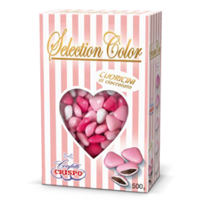 SelectionColor-Cuoricini-Mignon-Verde-confetti-al-cioccolato-fondente-rosa-crispo