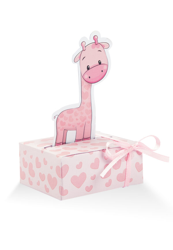 cucciolo-giraffa-rosa-Nascita-Battesimo-bomboniere-sacchetti-scatoline-pianeta-carta-le-stelle