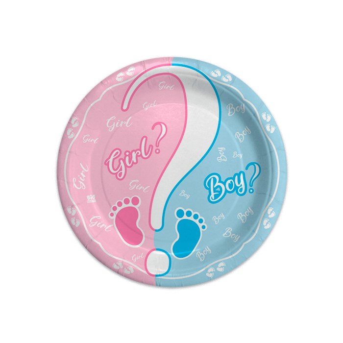 Boy or Girl double piatti--piatti di carta - gender reveal - design unico - scritta metallica dorata - decorazioni per feste - tema gender reveal - tavola - menu - compleanno - ospiti - antipasti - torta a sorpresa - colori vivaci - confezione da 6 - festa - party - inviti - decorazioni tavola - evento speciale.-pianetacarta-lestelle-74300