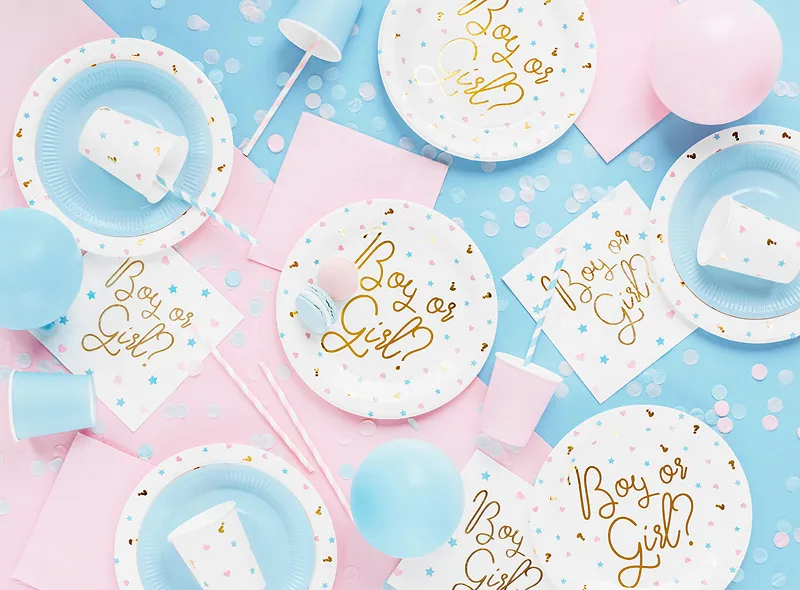 Boy or Girl gold piatti-piatti di carta - gender reveal - design unico - scritta metallica dorata - decorazioni per feste - tema gender reveal - tavola - menu - compleanno - ospiti - antipasti - torta a sorpresa - colori vivaci - confezione da 6 - festa - party - inviti - decorazioni tavola - evento speciale.-pianetacarta-lestelle-TPP44