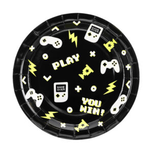 Gamepads Piatti Grandi-giochi da tavolo - festa a tema - lastre di carta - plastic-free - joystick - compleanno - sostenibile - piatti rotondi - decorazioni - alta qualità - pacchetto da 6 - creative - gaming - ecologico - design accattivante-pianetacarta-lestelle-tpp88
