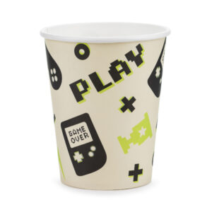 Gamepads Bicchieri-giochi da tavolo - festa a tema - lastre di carta - plastic-free - joystick - compleanno - sostenibile - piatti rotondi - decorazioni - alta qualità - pacchetto da 6 - creative - gaming - ecologico - design accattivante-pianetacarta-lestelle-KPP76-EU2