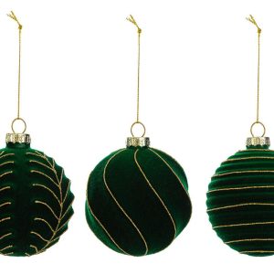 Palline Verdi Velluto-Set palline Natale vetro vellutato - ricami oro eleganti - decorazioni albero uniche - artigianato italiano - addobbi lussuosi e raffinati - qualità eccellente - feste magiche - atmosfera festosa esclusiva - dettagli sofisticati - stile natalizio- pianeta carta - le stelle - 37457