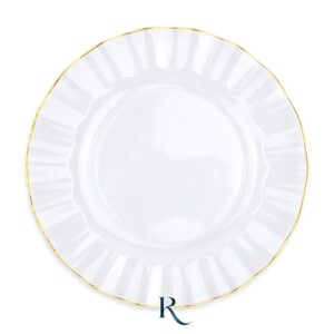 Piatti riutilizzabili trasparenti con bordo ondulato oro Wave Ø 25 cm, confezione da 6 – Pianeta Carta