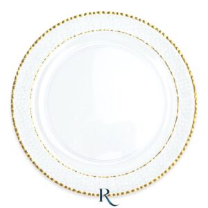 Piatti riutilizzabili trasparenti con bordo oro lavorato Shimmer Ø 26 cm, confezione da 6 – Pianeta Carta