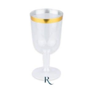 Calici riutilizzabili trasparenti con bordo oro Crystal Gold da 180 cc, confezione da 6 – Pianeta Carta