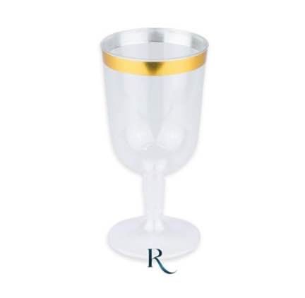 Calici riutilizzabili trasparenti con bordo oro Crystal Gold da 180 cc, confezione da 6 – Pianeta Carta